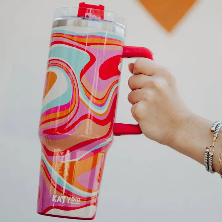 Groovy Swirls Insulated Cup W/ Handle